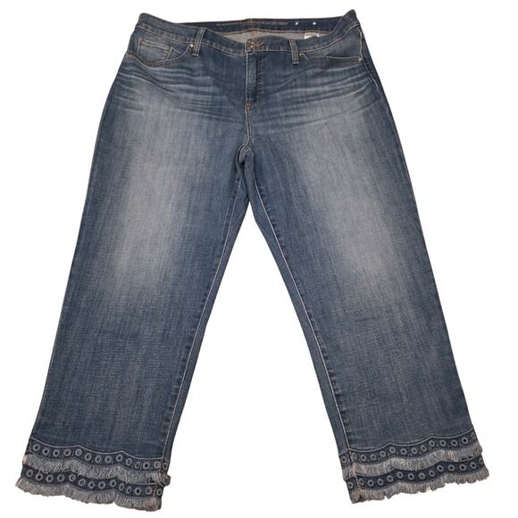 Chico's Denim - Chico’s So Slimming Girlfriend Slim Leg Crop Jeans Size 16 Chico’s 3 Embroidered